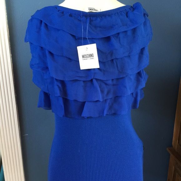 Moschino Cheap and Chic Blue SL Ruffle Top 10 NWT - Picture 2 of 4